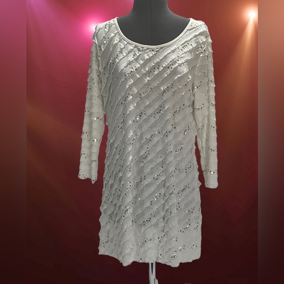 Antthony Dresses & Skirts - Antthony Original White Shimmering Sequin Tunic or Micro Mini Dress Size…